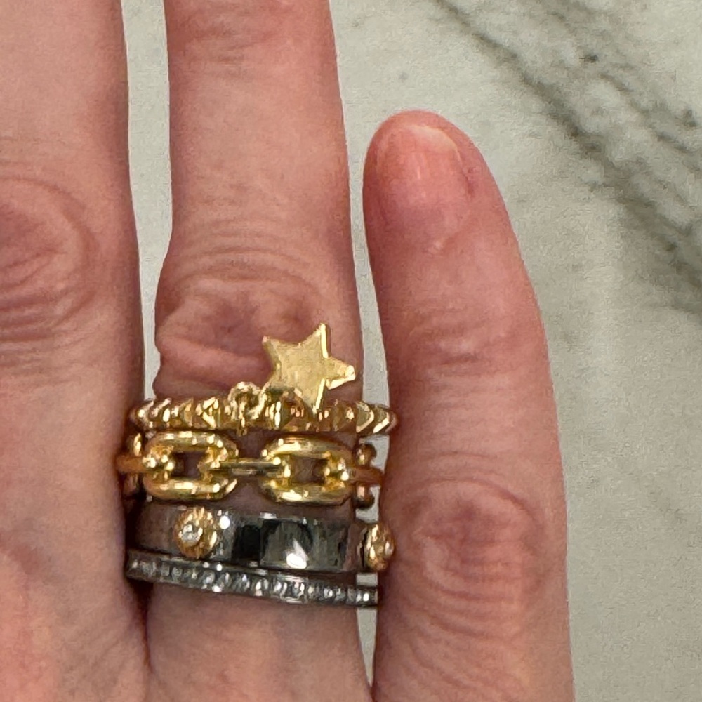 Henri Bendel Gold and Silver Ring Set